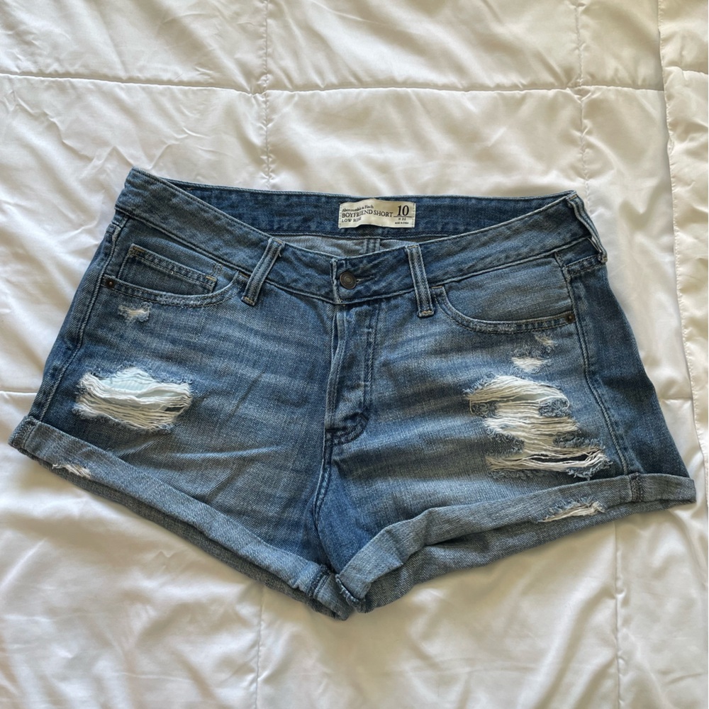 Abercrombie & Fitch Blue Jean Shorts Distressed Casual